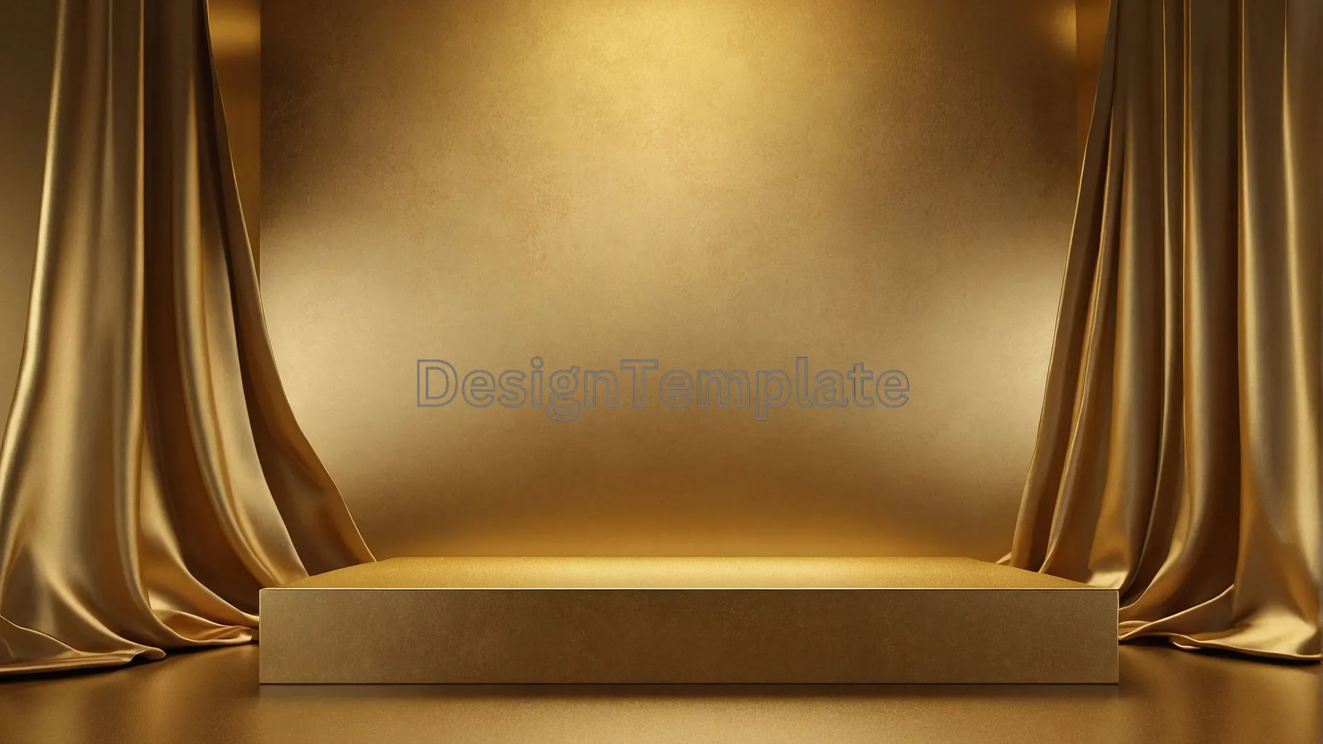 Luxurious Golden Curtains with Podium Image